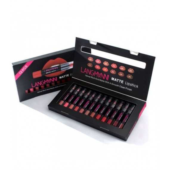 Coffret de 12 crayons à lèvres Mat - Coffret crayon Imperméable et Nutritif