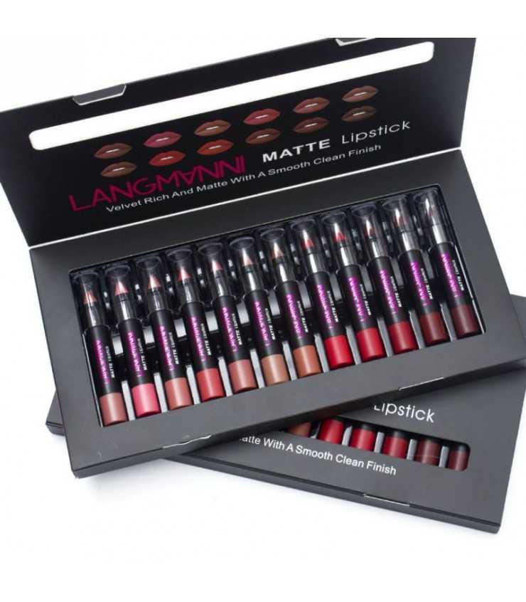 Offrez Coffret 12 Crayons à Lèvres Mat Crayon Lèvre Sexy et Mat