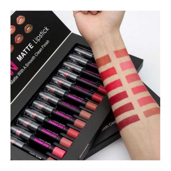 Coffret de 12 crayons à lèvres Mat - Coffret crayon Imperméable et Nutritif