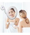 Miroir Maquillage Grossissant 10X Éclairage à LED - Miroir à Ventouse Flexible