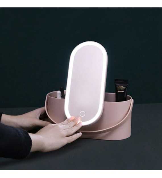 Trousse de maquillage avec miroir amovible éclairage à LED pour voyage