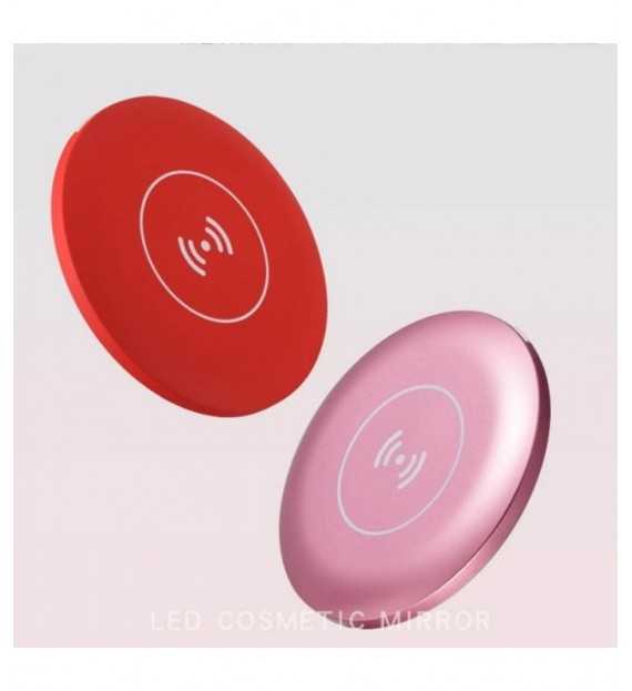 Miroir 2 en 1 potable à LED + chargeur à induction sans fil