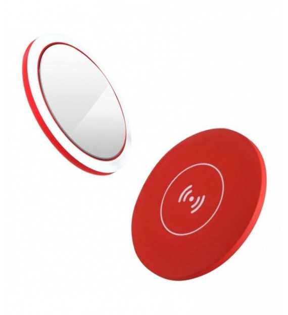 Miroir 2 en 1 potable à LED + chargeur à induction sans fil