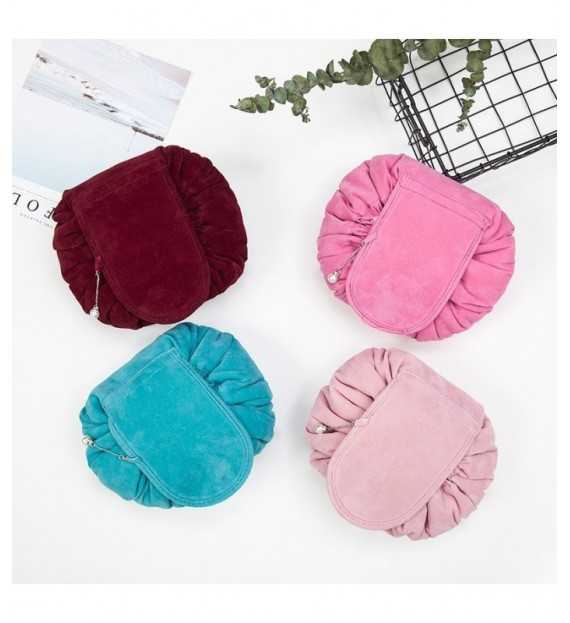 Sac de rangement maquillage en daim - Pochette de voyage pour cosmétique