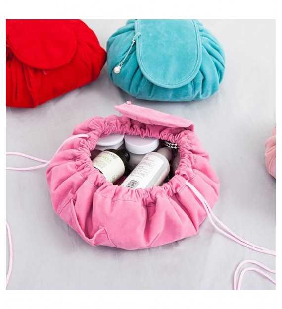 Sac de rangement maquillage en daim - Pochette de voyage pour cosmétique