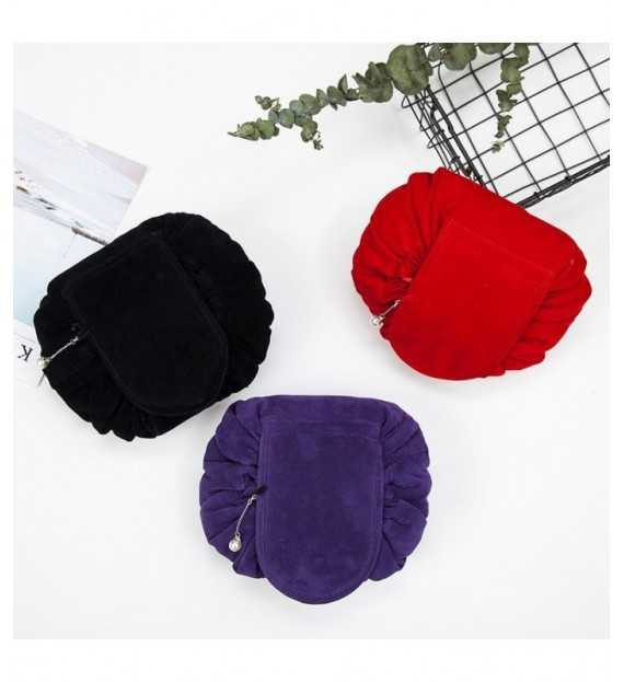 Sac de rangement maquillage en daim - Pochette de voyage pour cosmétique