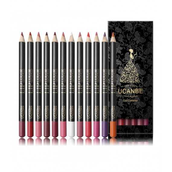 Crayon pour contour des lèvres mat et imperméable en 12 couleurs